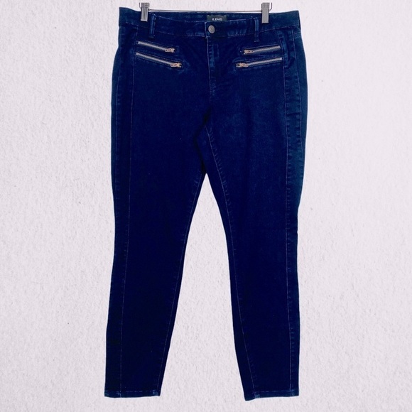 R Jeans Jeans Womens 31P Dark Wash Skinny Stretchy Faux Zip Pockets Side Panels - Picture 1 of 8